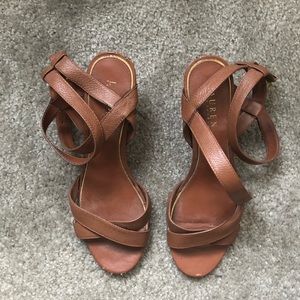 Ralph Lauren Brown Leather Strappy Heeled Sandals
